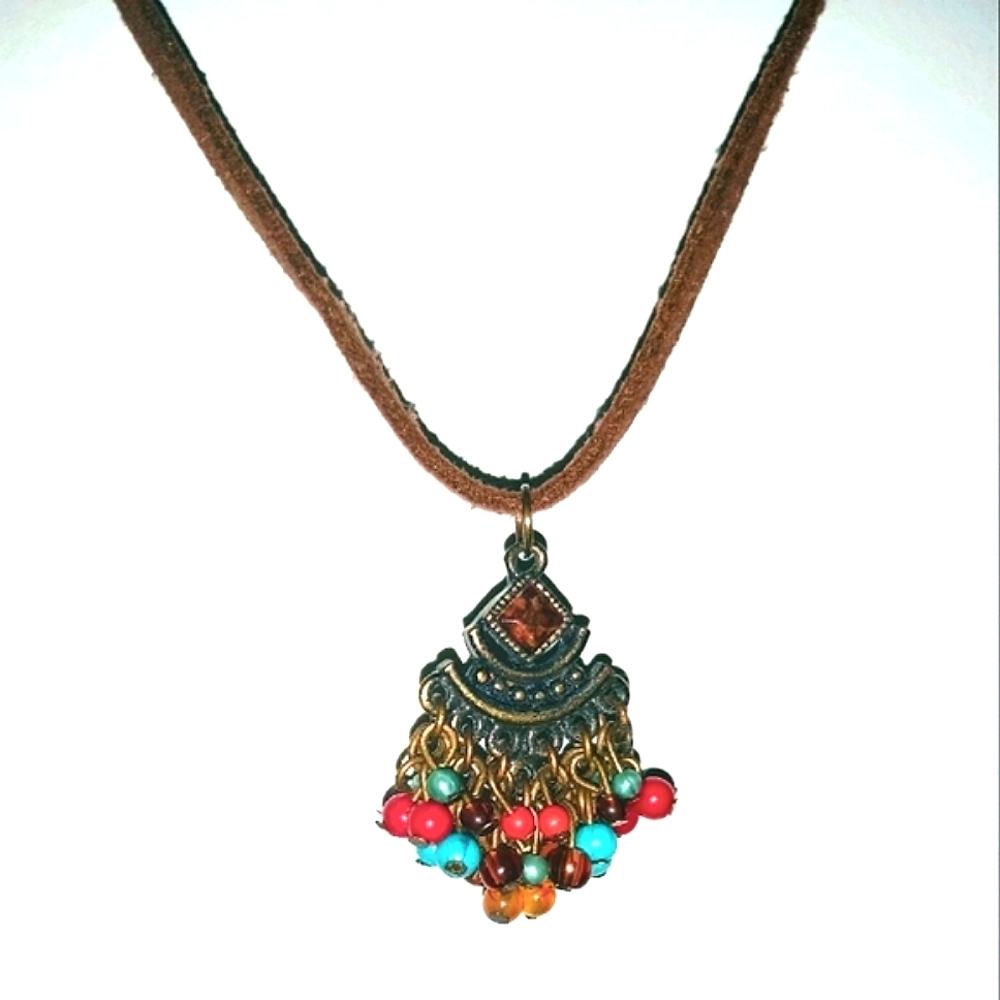 Southwestern Bead Pendant Upcycled